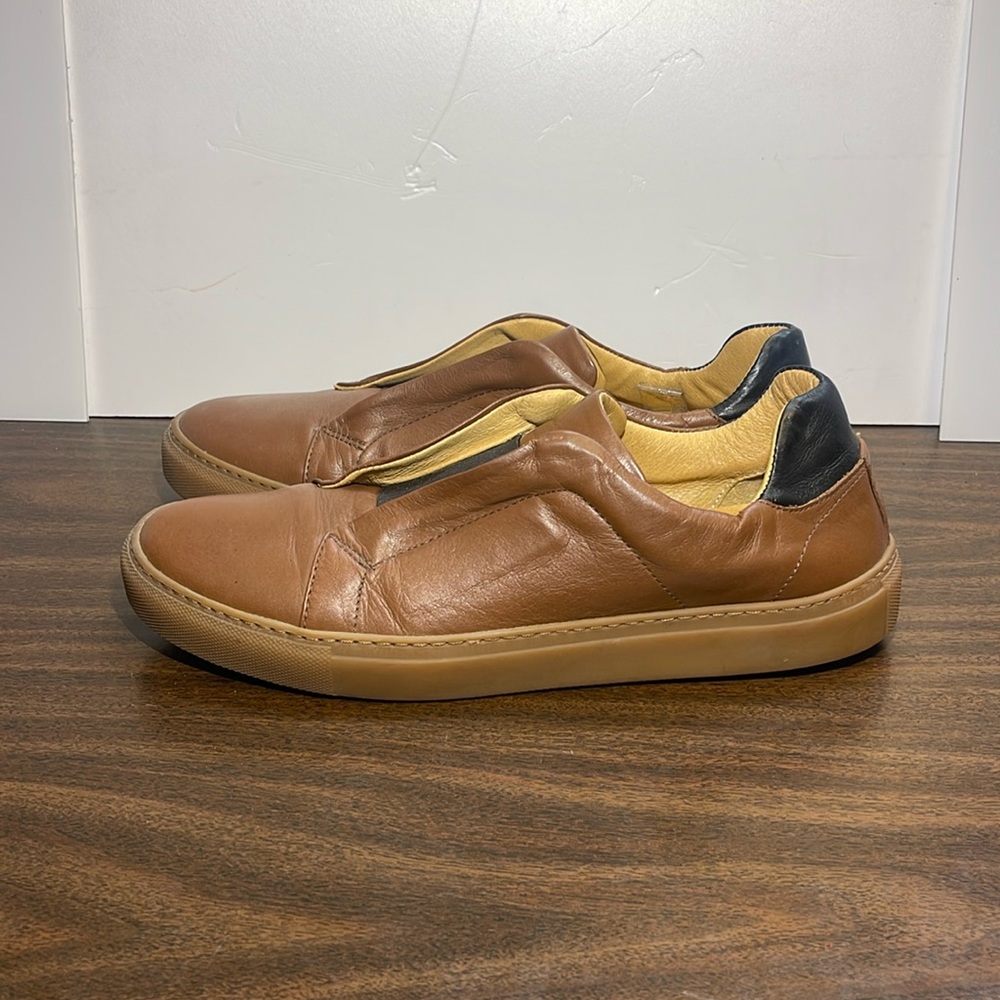 Barneys New York Tan Leather Sneakers Men’s 10 Made in Italy
